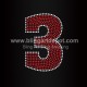 Number Three Rhinestone Heat Transfers